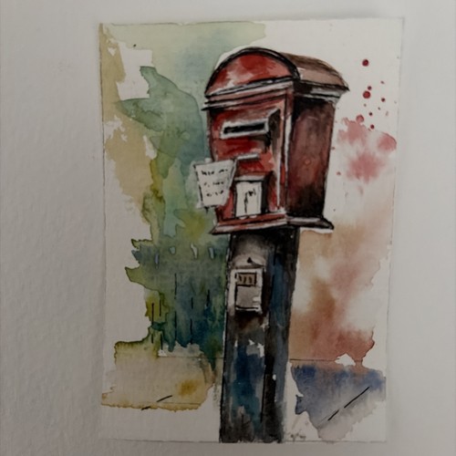 Aceo watercolor painting card - painting, card-