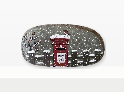 Hand painted christmas pebble - painted,