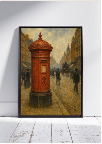 Victorian post box art print - print, |